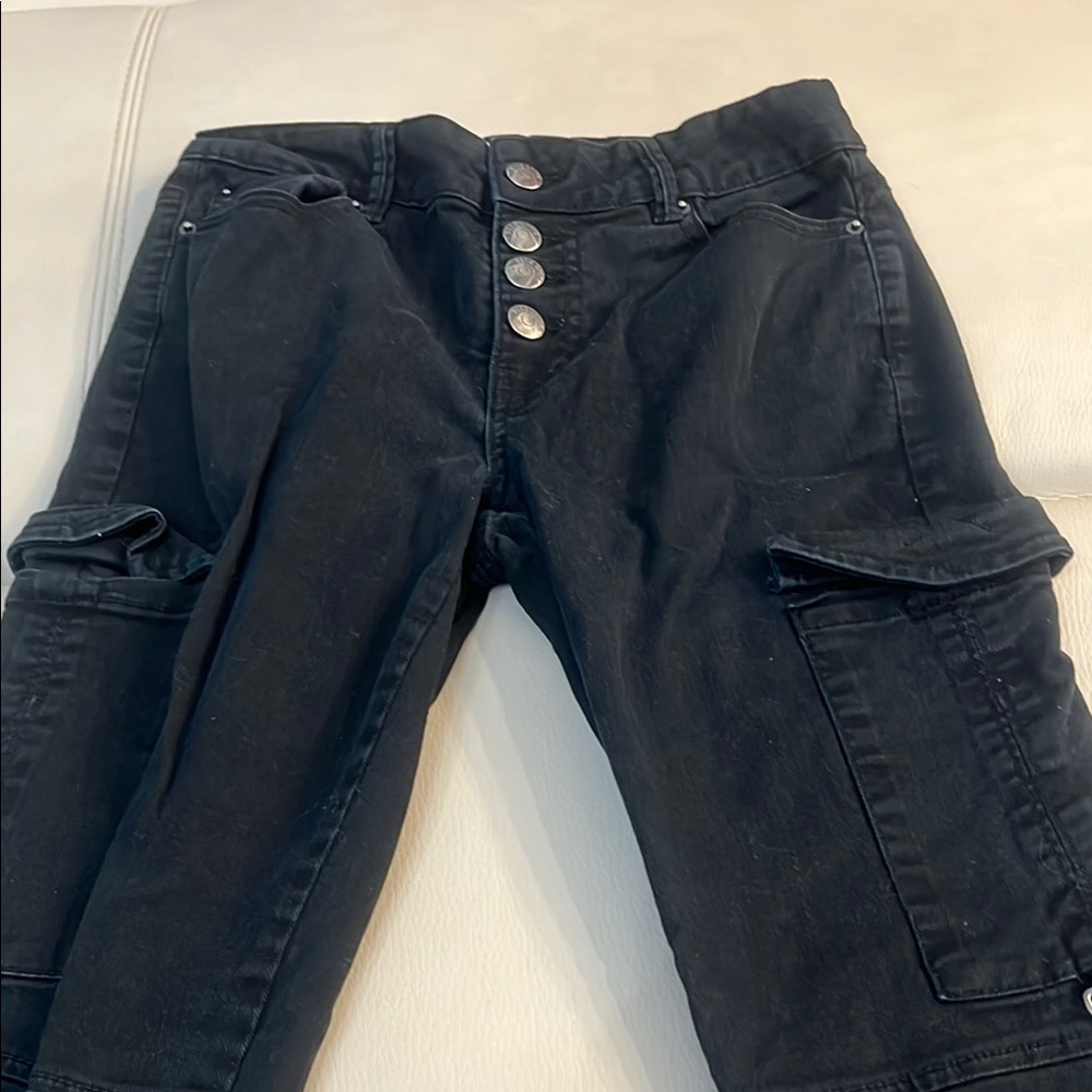 Blue Spice Women's High Rise Black Cargo Jeans